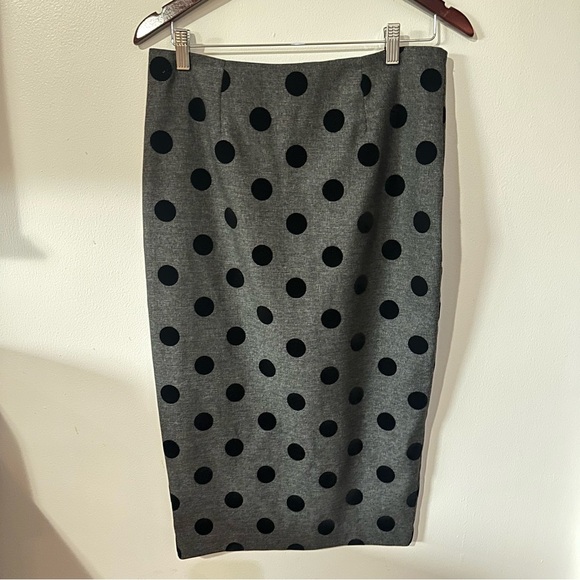 ASOS polka dot black and gray pencil midi skirt. Size 10 - Picture 1 of 6